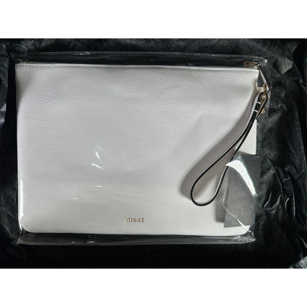NWT Versace White Gold Medusa Leather Wristlet Clutch Bag 100% Authentic $850 - Picture 8 of 12